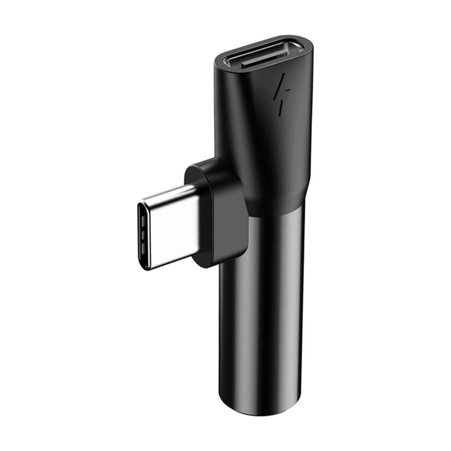 倍思 Type - C 转 3.5mm 音频转换器近景特写，展示 USB - C 插头与 3.5mm 耳机孔接口细节。