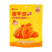 良品铺子魔芋爽香辣味零食包装正面图，红色袋身展示品牌与产品名