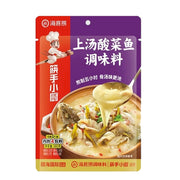 海底捞上汤酸菜鱼调料 360g 包装正面，内含四包独立料包