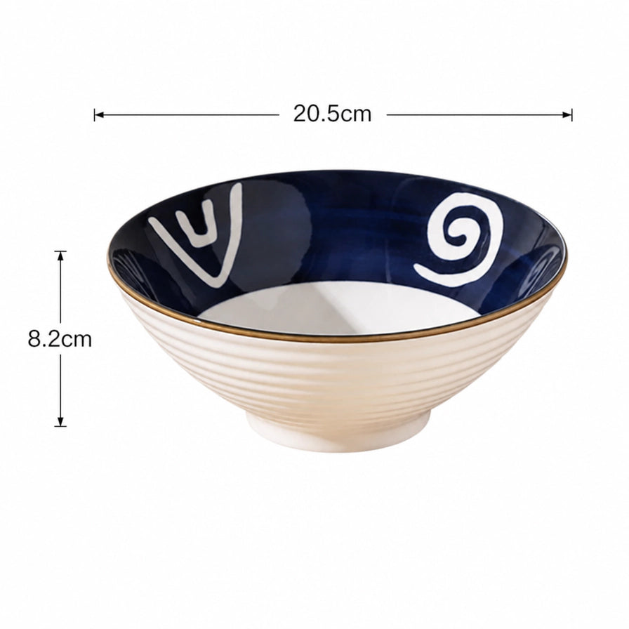 日式8英寸面碗尺寸标注图，显示直径为20.5cm，高度为8.2cm。