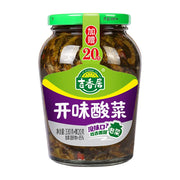 吉香居开味酸菜 350g 瓶装正面图，展示四川风味酱菜包装