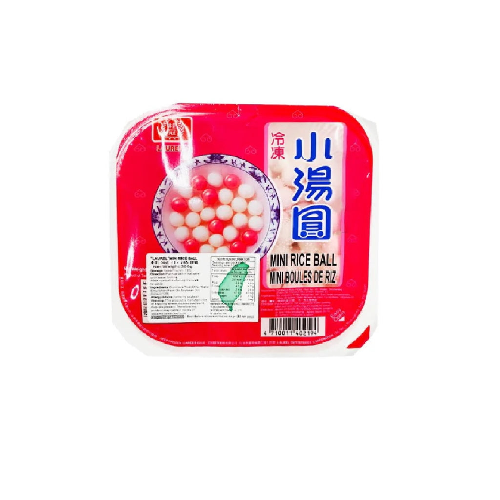 桂冠古早味小汤圆 300g 包装正面，红白双色无馅糯米圆子