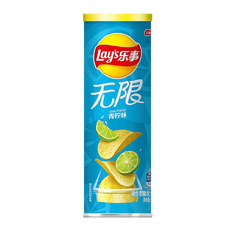 乐事无限系列薯片罐装，青柠味，绿色包装正面图