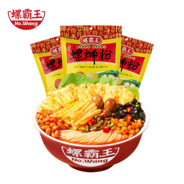 螺霸王螺蛳粉 10 包混合装包装，包含原味番茄麻辣等多种口味可选