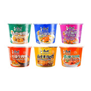 康师傅经典桶装泡面六口味合集，自带碗叉的免煮速食方便面
