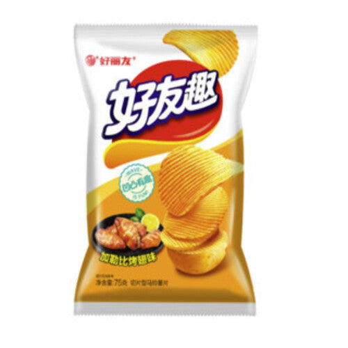 好丽友好友趣凹凸薯片烤翅味单袋包装正面图