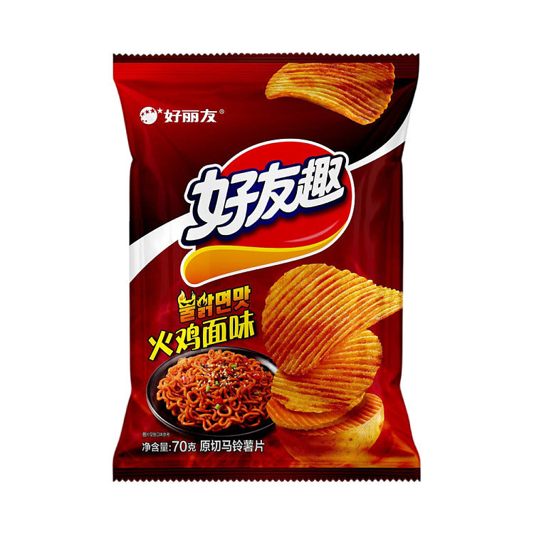 好丽友好友趣凹凸薯片火鸡面味单袋包装正面图