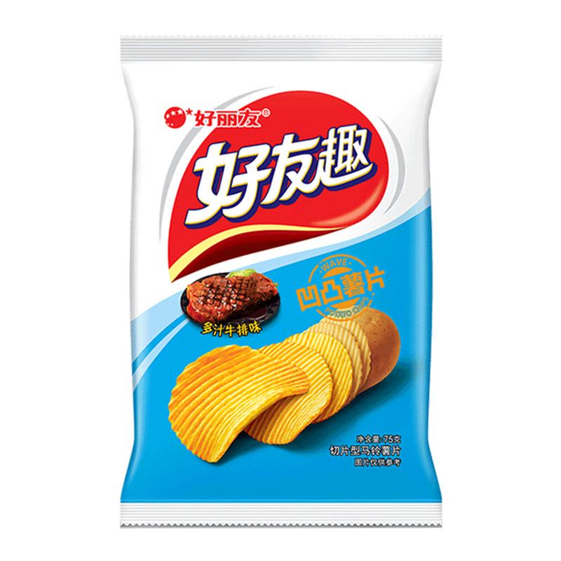 好丽友好友趣凹凸薯片牛排味单袋包装正面图