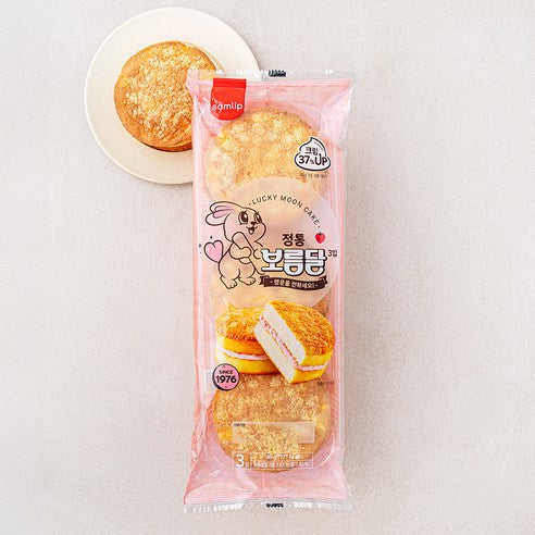 三立红薯味满月夹心蛋糕独立包装展示，可见韩文品牌标识与产品外观