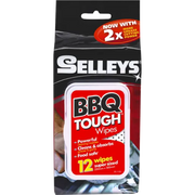 Selleys 烧烤清洁湿巾包装正面，12 片装超大尺寸强力除油湿巾