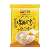 思念蛋黄流沙汤圆产品包装正面图，展示咸甜爆浆内馅与传统水磨工艺卖点