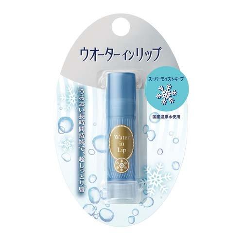 资生堂温泉水润唇膏标准装正面产品图，白色管身搭配粉色樱花图案